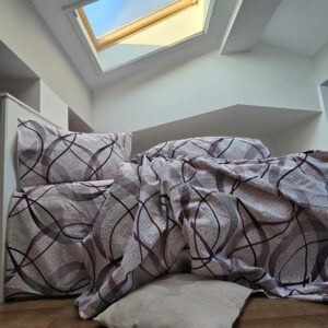 Lenjerie de pat 2 persoane, tesatura clasica neteda, 100% bumbac, decor geometric - 26 - imagine 3