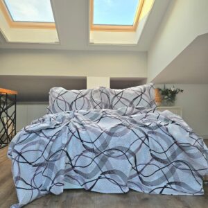 Lenjerie de pat 2 persoane, tesatura clasica neteda, 100% bumbac, decor geometric - 26 - imagine 2
