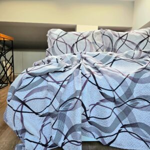 Lenjerie de pat 2 persoane, tesatura clasica neteda, 100% bumbac, decor geometric - 26
