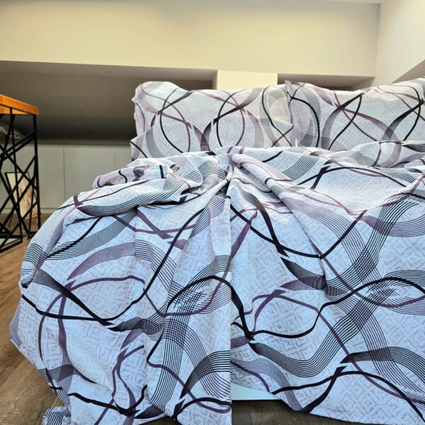 Lenjerie de pat 2 persoane, tesatura clasica neteda, 100% bumbac, decor geometric - 26