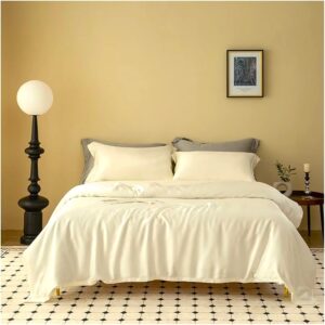 Husa de pat cu elastic Kotonia Home Deco, 100% bumbac, ranforce color uni, ivoire - imagine 3