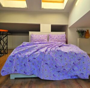Lenjerie de pat 2 persoane, tesatura clasica neteda, 100% bumbac, decor floral - 18 - imagine 3