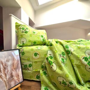 Lenjerie de pat 2 persoane, tesatura clasica neteda, 100% bumbac, decor floral - 13 - imagine 3