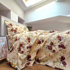 Lenjerie de pat 2 persoane, tesatura clasica neteda, 100% bumbac, decor floral - 09 - imagine 2