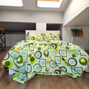 Lenjerie de pat 2 persoane, tesatura clasica neteda, 100% bumbac, decor geometric- 19 - imagine 3