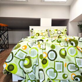 Lenjerie de pat 2 persoane, tesatura clasica neteda, 100% bumbac, decor geometric- 19