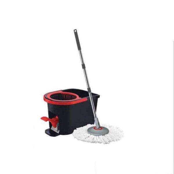 Mop rotativ - 360 grade cu maner telescopic, galeata ovala cu sistem centrifugare cu pedala, rosu,14 L