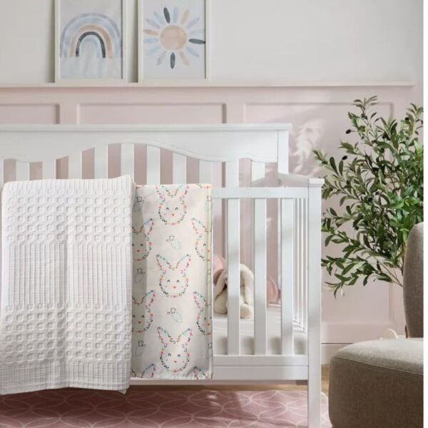 Cuvertura Waffle Kotonia Home - Bebe, 110x110 cm, 100% bumbac - Alb