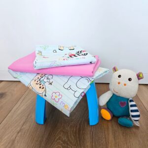Pachet patut Kotonia Home Bebe - ranforce, 100 % bumbac, cearceaf pat si husa cu elastic, decor jucarii - imagine 6
