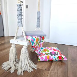 Pachet patut Kotonia Home Bebe - ranforce, 100 % bumbac, cearceaf pat si husa cu elastic, decor elefantei - imagine 3
