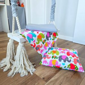Pachet patut Kotonia Home Bebe - ranforce, 100 % bumbac, cearceaf pat si husa cu elastic, decor elefantei - imagine 2