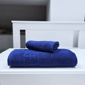 Prosop baie Greek Border Jacquard Plush Luxury - 100% Bumbac, 500g/mp, bleumarin - imagine 5