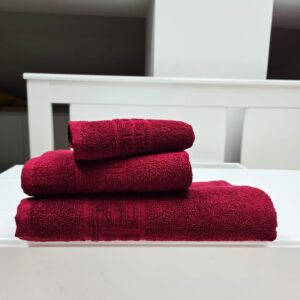 Prosop baie Greek Border Jacquard Plush Luxury - 100% Bumbac, 500g/mp, burgundy - imagine 4