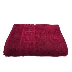 Prosop baie Greek Border Jacquard Plush Luxury - 100% Bumbac, 500g/mp, burgundy - imagine 3