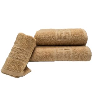 Prosop baie Greek Border Jacquard Plush Luxury - 100% Bumbac, 500g/mp, cappuccino - imagine 4