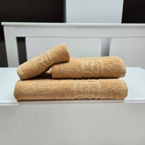 Prosop baie Greek Border Jacquard Plush Luxury - 100% Bumbac, 500g/mp, cappuccino - imagine 6