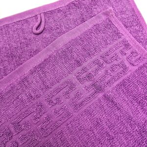 Set 3 prosoape baie Greek Border Jacquard Plush Luxury - 100% Bumbac, 500g/mp, mov - imagine 3