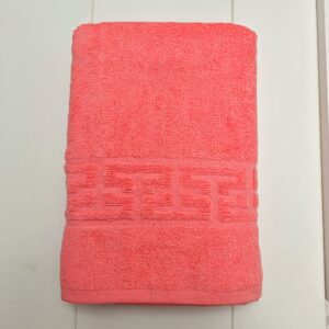 Prosop baie Greek Border Jacquard Plush Luxury - 100% Bumbac, 500g/mp, coral - imagine 2