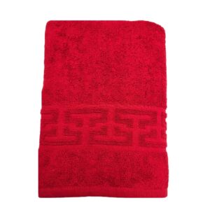 Prosop baie Greek Border Jacquard Plush Luxury - 100% Bumbac, 500g/mp, rosu - imagine 6