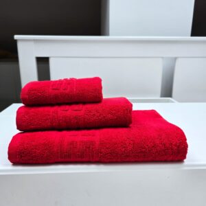 Prosop baie Greek Border Jacquard Plush Luxury - 100% Bumbac, 500g/mp, rosu - imagine 3