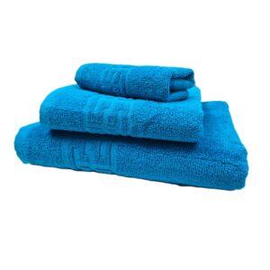Prosop baie Greek Border Jacquard Plush Luxury - 100% Bumbac, 500g/mp, turquoise - imagine 3