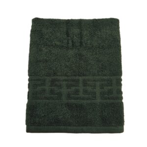 Set 3 prosoape baie Greek Border Jacquard Plush Luxury - 100% Bumbac, 500g/mp, verde brad - imagine 5