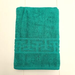 Prosop baie Greek Border Jacquard Plush Luxury - 100% Bumbac, 500g/mp, verde azur - imagine 2