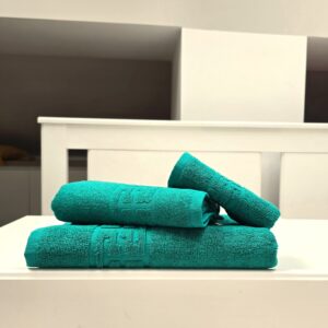 Prosop baie Greek Border Jacquard Plush Luxury - 100% Bumbac, 500g/mp, verde azur - imagine 4