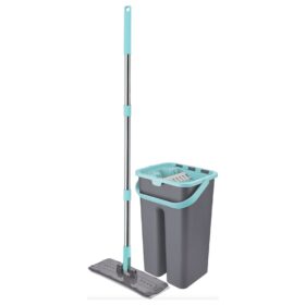 Set curatenie cu mop plat cu maner telescopic, galeata 9 L