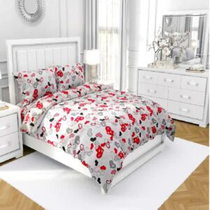 Lenjerie de pat 2 persoane, tesatura clasica neteda, 100% bumbac, decor inimioare - 02 - imagine 6