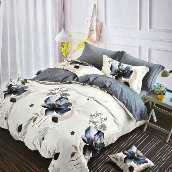 Lenjerie finet gros, XXL cu cearceaf pat - Model floral, 6 piese, YoYo, 50