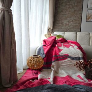 Patura Kotonia Home Vicuna - Decor Craciun, cu doua fete, dimensiunea 180x220 cm, reni - imagine 6