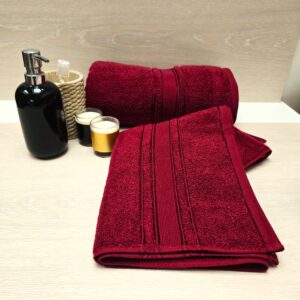 Prosop baie Plush Luxury Jacquard - 100% Bumbac, 650 g/mp, burgundy - imagine 6