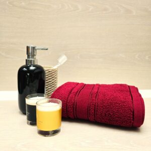 Prosop baie Plush Luxury Jacquard - 100% Bumbac, 650 g/mp, burgundy - imagine 3