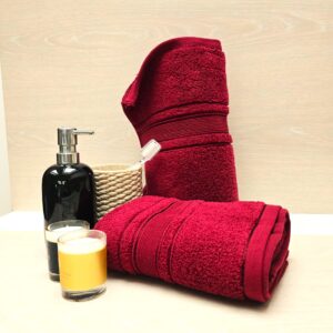 Prosop baie Plush Luxury Jacquard - 100% Bumbac, 650 g/mp, burgundy - imagine 2