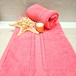 Prosop baie Plush Luxury Jacquard - 100% Bumbac, 650 g/mp, corai - imagine 3