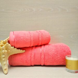 Prosop baie Plush Luxury Jacquard - 100% Bumbac, 650 g/mp, corai