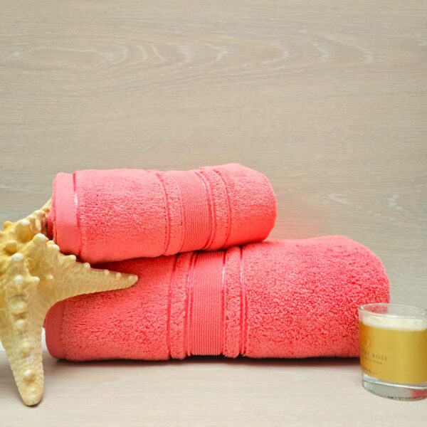 Prosop baie Plush Luxury Jacquard - 100% Bumbac, 650 g/mp, corai