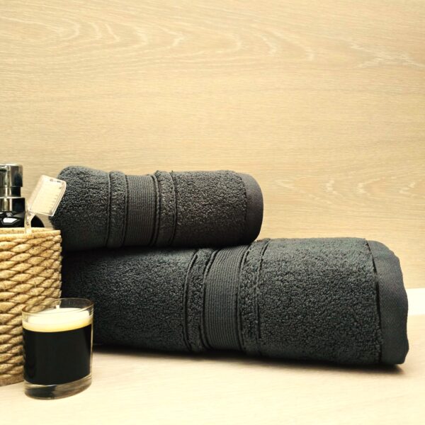 Prosop baie Plush Luxury Jacquard - 100% Bumbac, 650 g/mp, gri antracit