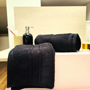 Prosop baie Plush Luxury Jacquard - 100% Bumbac, 650 g/mp, negru - imagine 6