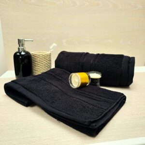 Prosop baie Plush Luxury Jacquard - 100% Bumbac, 650 g/mp, negru - imagine 5