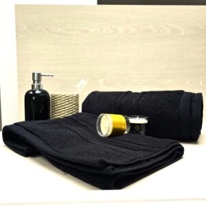 Prosop baie Plush Luxury Jacquard - 100% Bumbac, 650 g/mp, negru - imagine 2