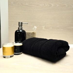 Prosop baie Plush Luxury Jacquard - 100% Bumbac, 650 g/mp, negru - imagine 3
