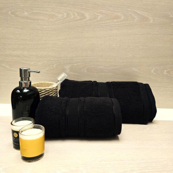 Prosop baie Plush Luxury Jacquard - 100% Bumbac, 650 g/mp, negru