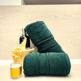 Prosop baie Plush Luxury Jacquard - 100% Bumbac, 650 g/mp, verde smarald