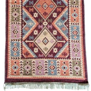 Covor tesut - Decor traditional, fond bordo si nuante de crem – 10 - imagine 5