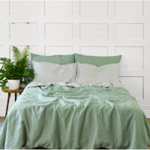 Cearceaf de pat Kotonia Home, 100% bumbac, Olandina color, 220x240 cm, verde salvie - imagine 2