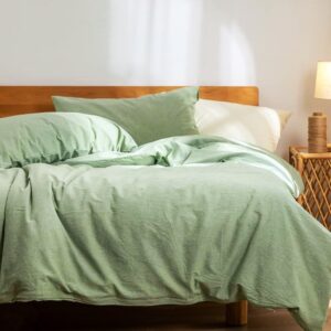 Cearceaf de pat Kotonia Home, 100% bumbac, Olandina color, 220x240 cm, verde salvie