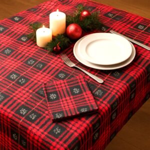 Fata de masa Kotonia Home - Decor geometric, 100% bumbac, creton, rosu si negru