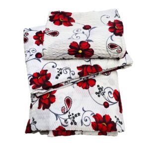 Lenjerie de pat - 2 persoane, textura creponata, decor floral - cod 006 - imagine 2